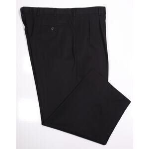 Brooks Brothers Madison Solid Black Pleated Wool Dress Pants 42x25